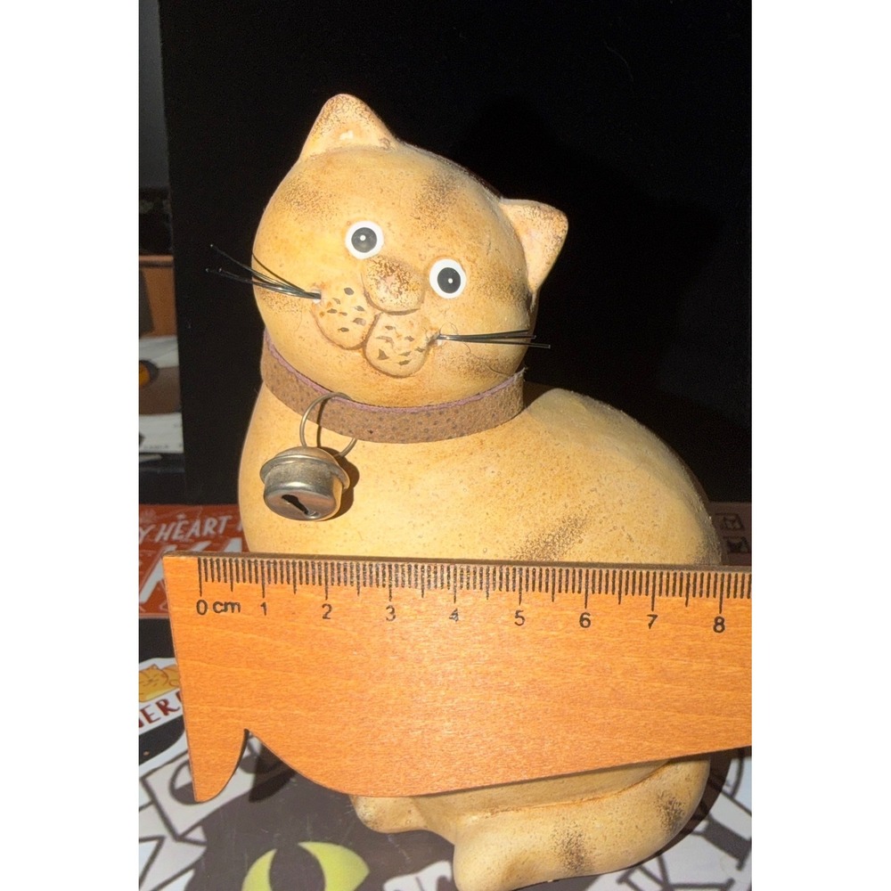 Ginger Cat Figurine Home Decor Small Orange Rustic Figure - Picture 8 of 9